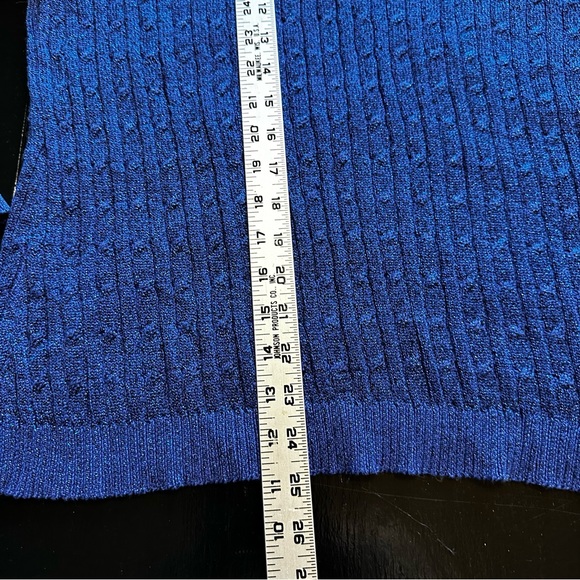 Vintage Pursuits ltd XL Silk Metallic Blue V Neck Deep Sweater Party Club - Picture 3 of 7